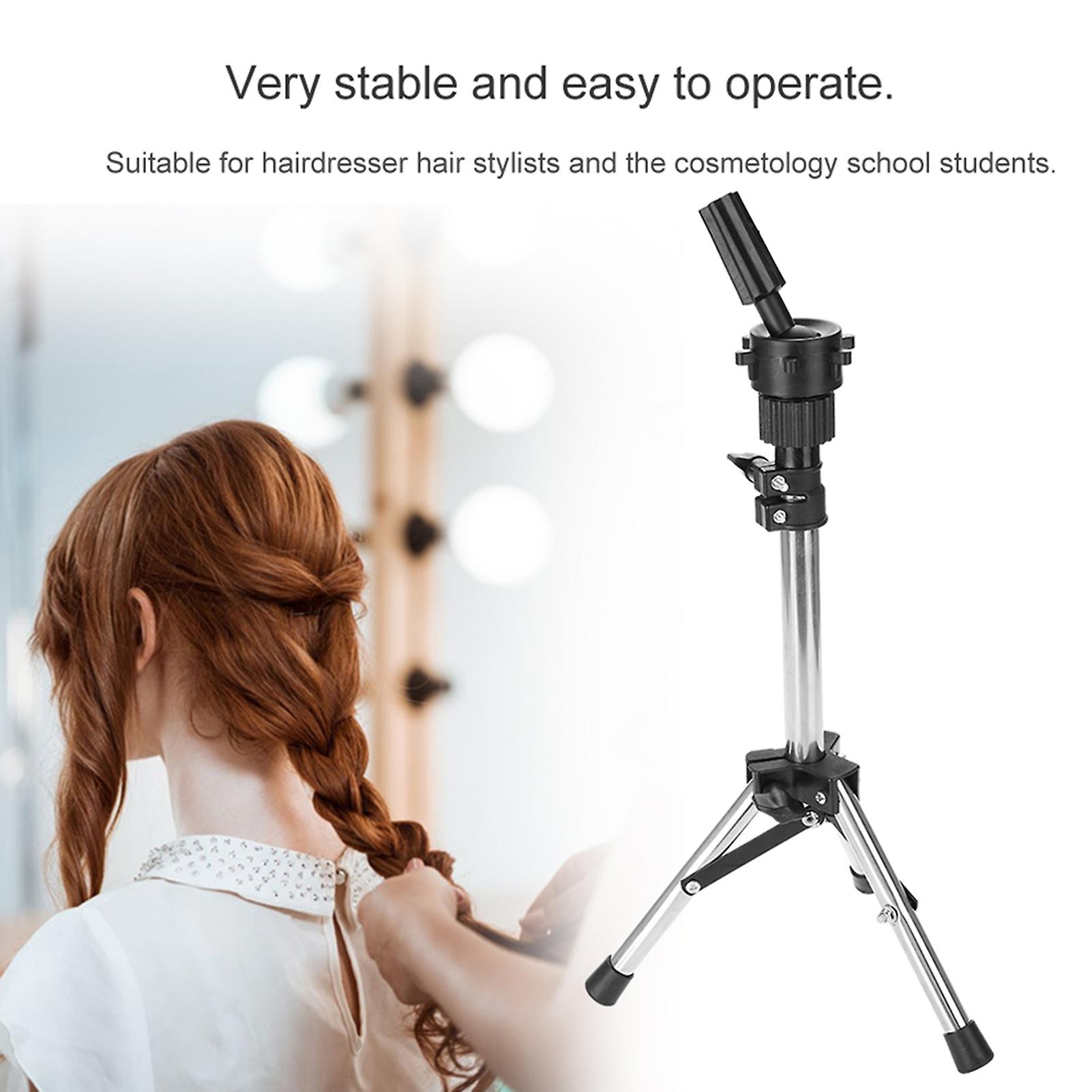 Hairdressing Training Head Holder Adjustable Salon Model Mannequin Head Tripod Stand Silver