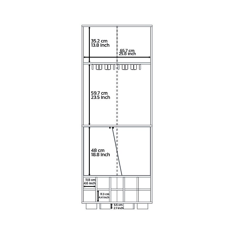 DEPOT E-SHOP Nassau Corner Bar Double Door Cabinet， Ten Built-in Wine Rack， Two Shelves， One Interior Shelf， Dark Oak / Pine