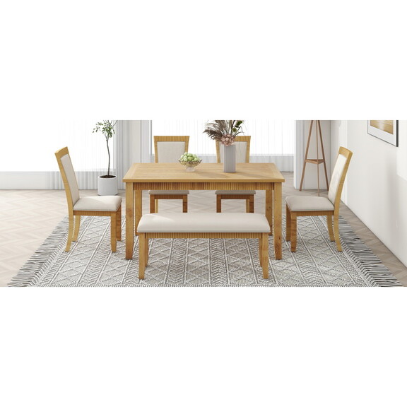 TOPMAX Rustic Solid Wood 6 piece Dining Table Set ...