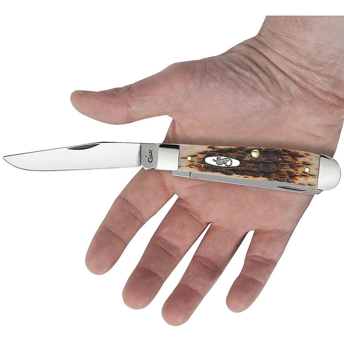 Case Trapper 3.27 inch Folding Knife  Amber