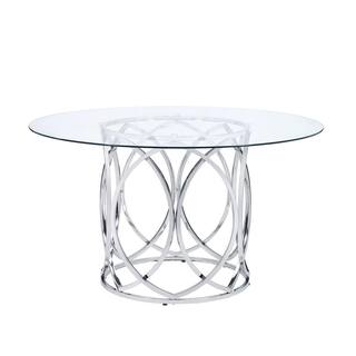 Picket House Furnishings Marcy 53 in. Round Dining Table in GlassChrome CDML100DTTB