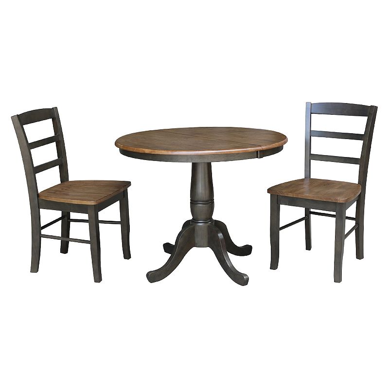 International Concepts Round Leaf Dining Table and Chair 3-piece Set