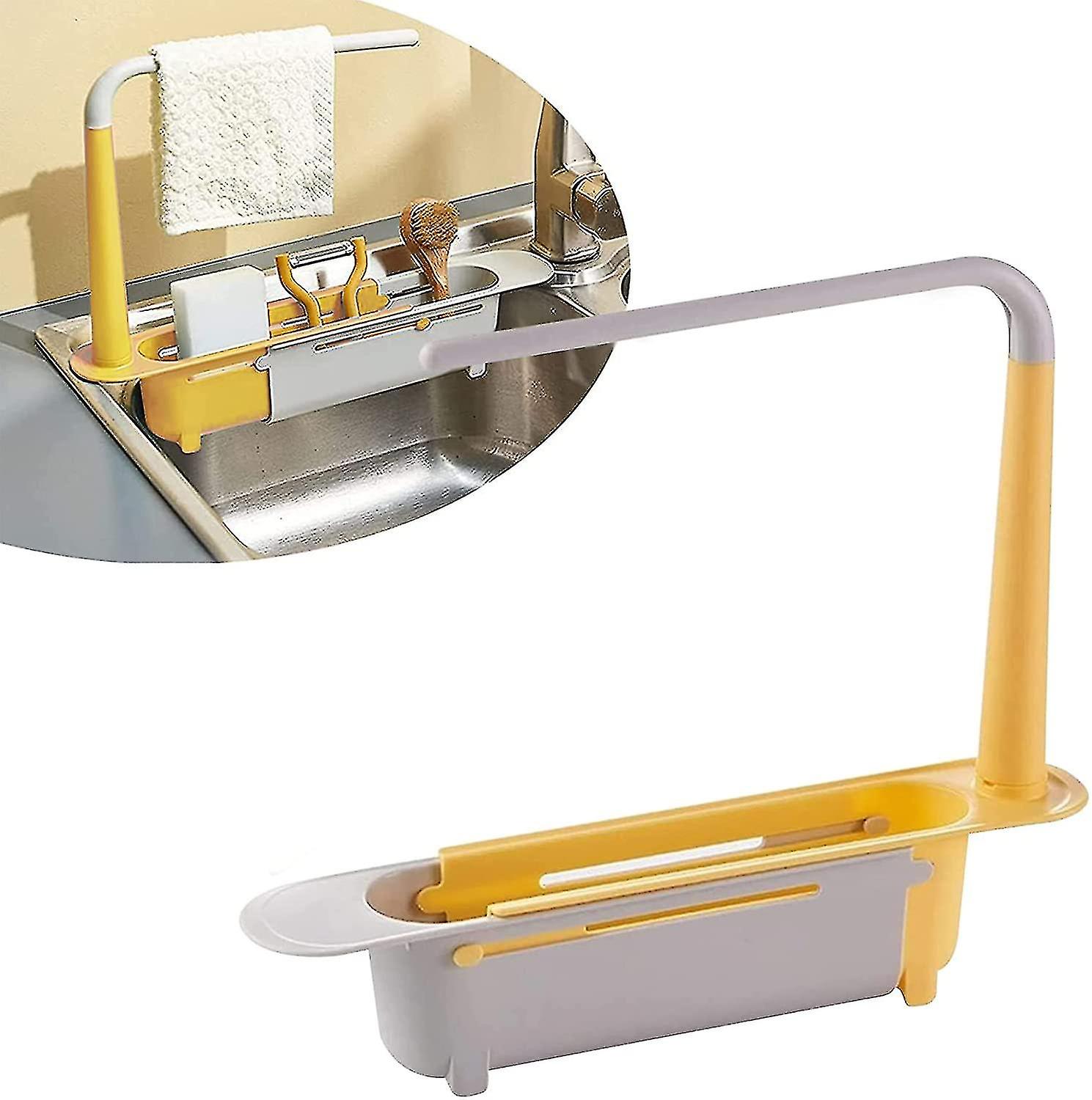 Expandable Telescopic Holder， Kitchen Organizer Sink Drain Rack