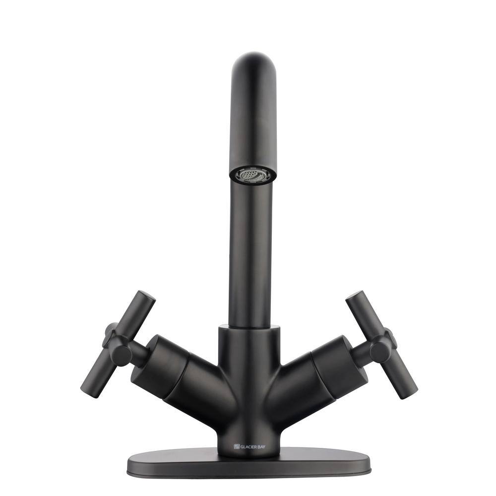 Glacier Bay Dorset Cross Single-Hole 2-Handle Bathroom Faucet in Matte Black HD67440W-6010H