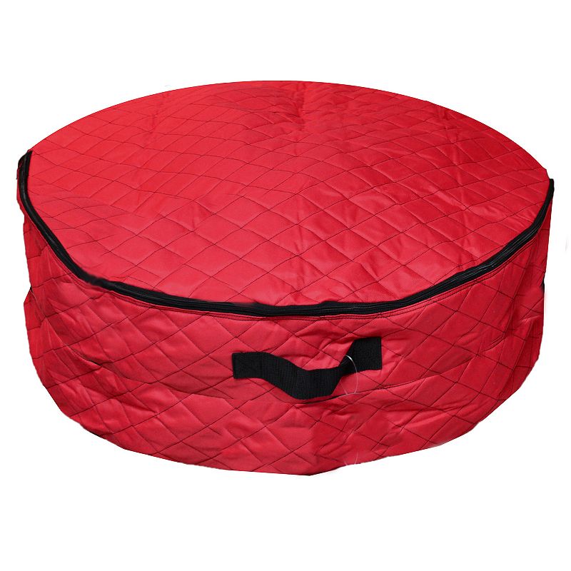 2 in 1 Quilted Red Zip Up Christmas Garland and Wreath Storage Bag