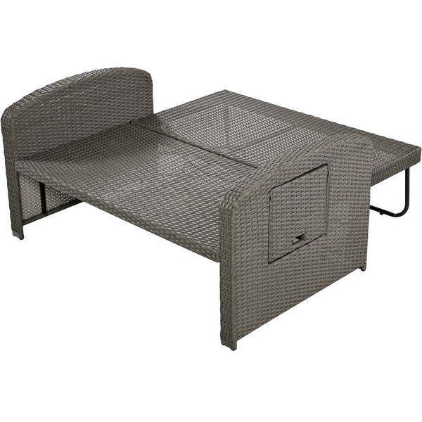 2 Person Rattan Double Reclining Sunbed Chaise Lounge - Overstock - 37421140