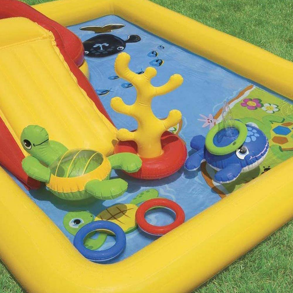 Intex 100 in. x 77 in. Inflatable Ocean Play Center and 8.5 in. x 5.75 in. Pool for 2-3 Kids 57454EP + 56483EP