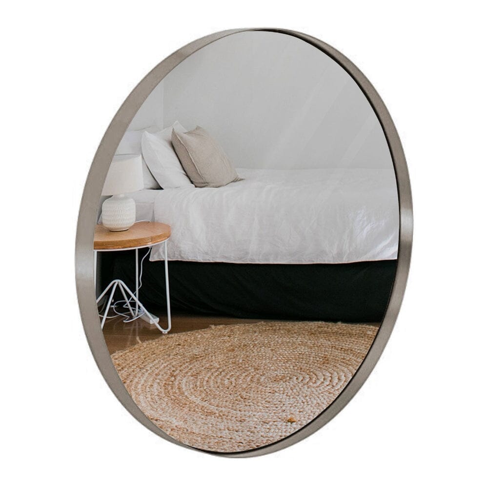 Contemporary Brushed Metal Wall Mirror