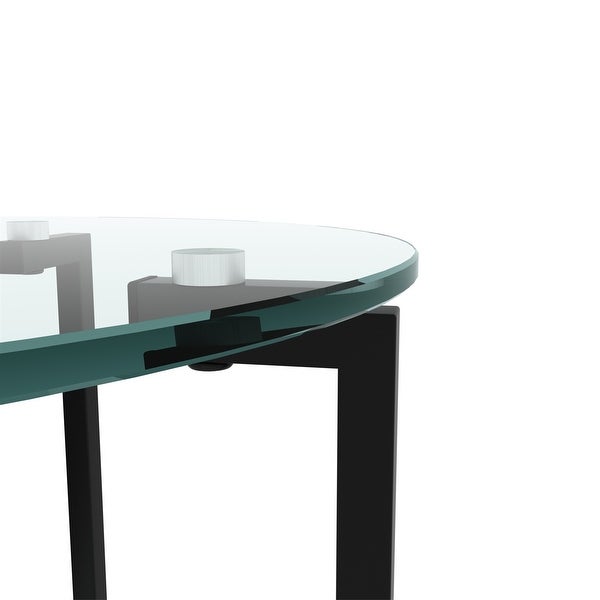 2 layer Tempered Glass End Table Round Coffee Table