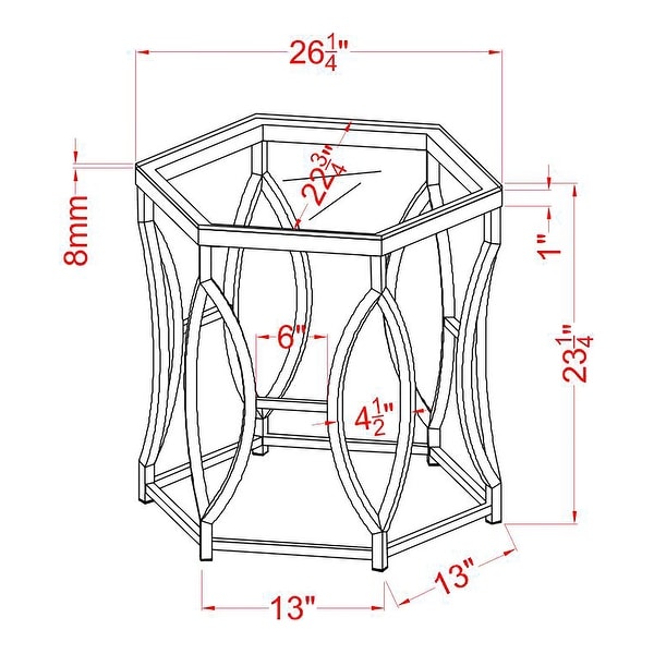 Furniture of America Talm Contemporary Chrome 26-inch Glass Top Side Table