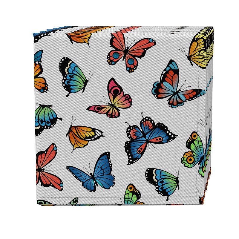 Napkin Set of 4， 100% Cotton， 20x20， Butterflies in Bold Colors