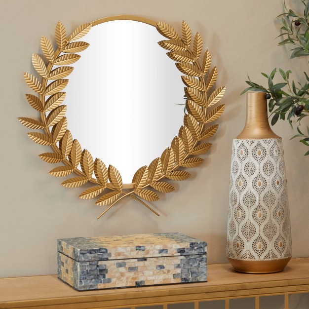 Metal Leaf Wall Mirror Gold Cosmoliving By Cosmopolitan