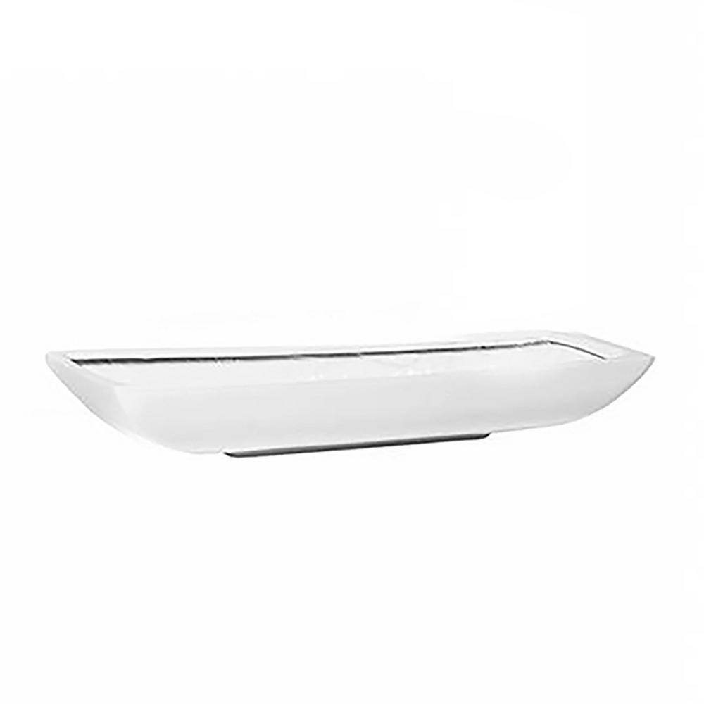 Vasesource Carlo 2.75 in. x 7.50 in. x 19.50 in. Glossy White Fiberstone Planter CARLO3719WHS