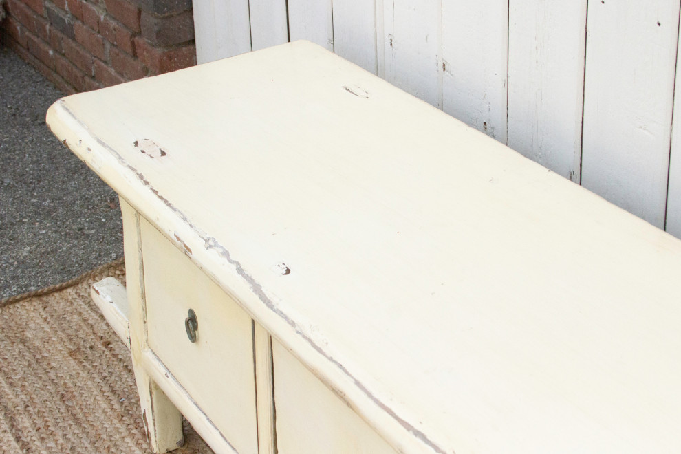 Lacquered White Three Drawer Low Console   Asian   Console Tables   by De cor  Houzz