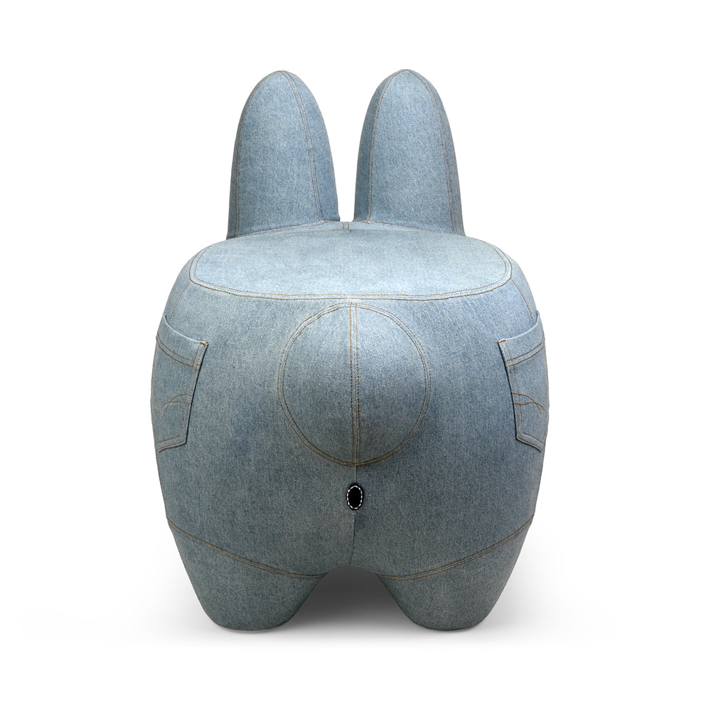 Art Giant Denim Happy Stache' Labbit Stool by Frank Kozik