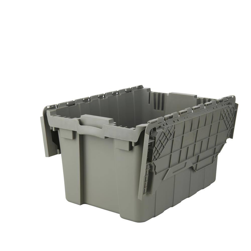 HDX 12 Gal. Commercial Flip Top Storage Tote in Gray 206202