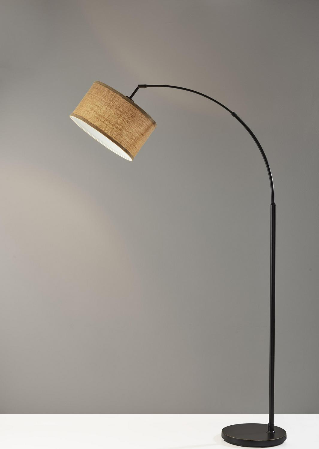 Simplee Adesso Burlap Arc Floor Lamp， Antique Bronze