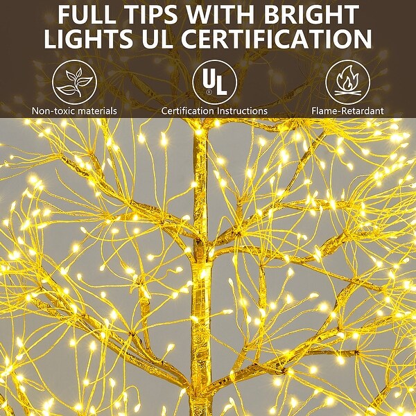 3Piece Charming Christmas Light Tree 4FT and 5FT and 6FT，Lighted Christmas Tree，Artificial Xmas Tree for Decoration