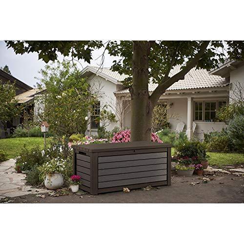 165 Gallon Weather Resistant Resin Deck Storage Container Box Outdoor Patio Garden Furniture, Brown