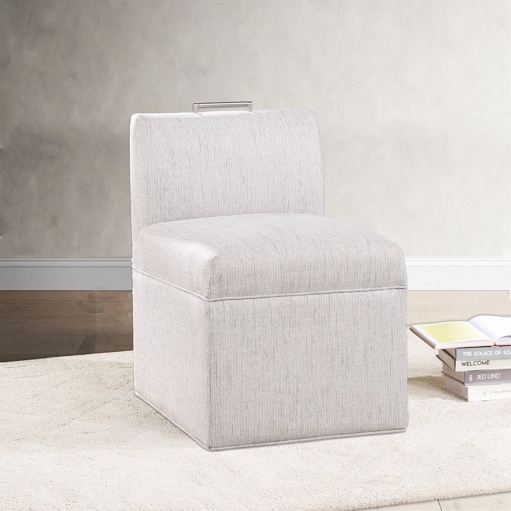 Modern Upholstered Castered Chair in Ashen for Kitchen Counter and Dining Room