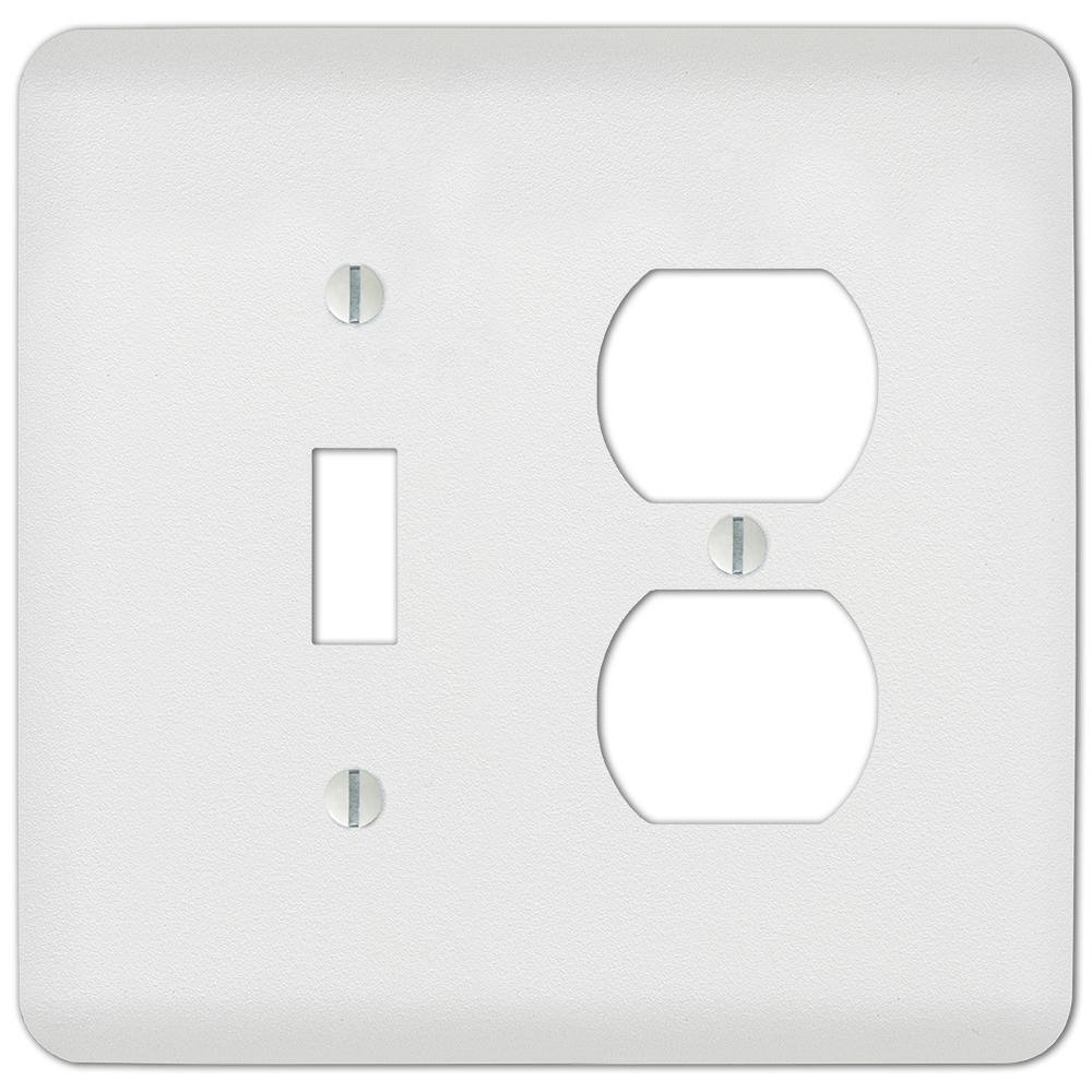 AMERELLE Perry 2 Gang 1-Toggle and 1-Duplex Steel Wall Plate - White 635TDW