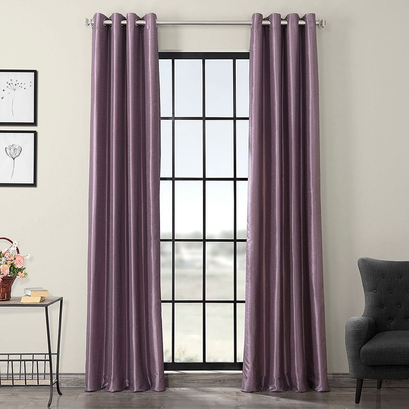 EFF 1-Panel Grommet Blackout Vintage Textured Faux Silk Duponi Window Curtain