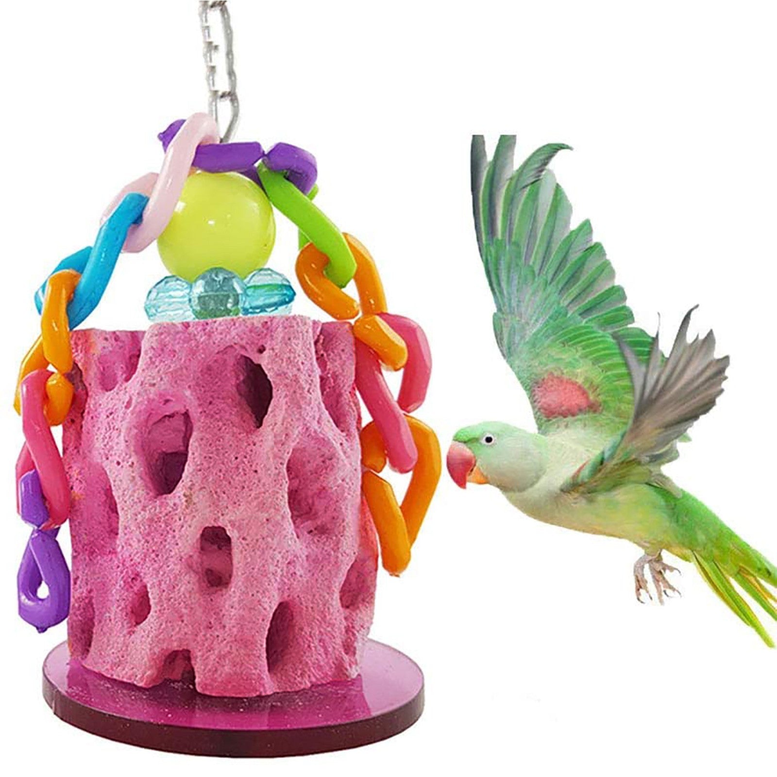 Parrot Bite-Teeth Care Chew Parrot Minerals Sticks Molar Toy， Bird-Chew Toy Pink