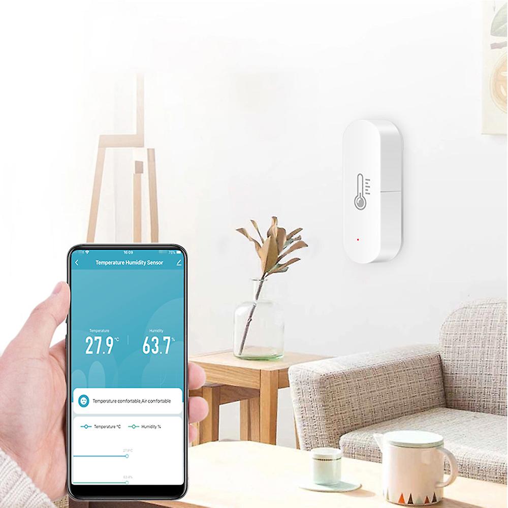 Zigbee Temperature Humidity Sensor With Alarm Function App Control Indoor Temperature Humidity Monitor Smart Temperature Meter Mini Hygrometer For Hom