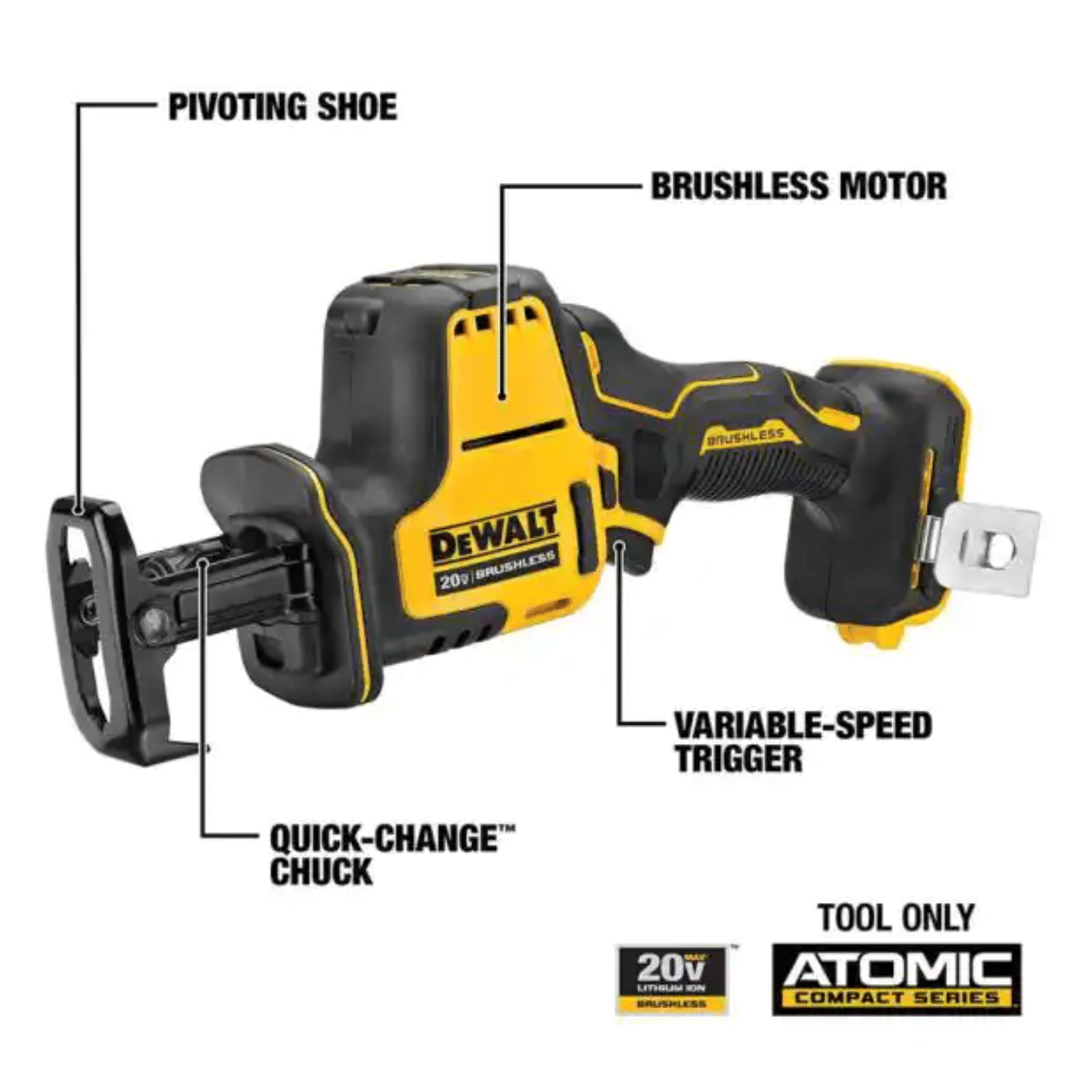 Dewalt Atomic 20-Volt MAX Cordless Brushless Compact Drill/Impact Combo Kit (2-Tool) with Atomic Compact Reciprocating Saw (DCK278C2W369B)