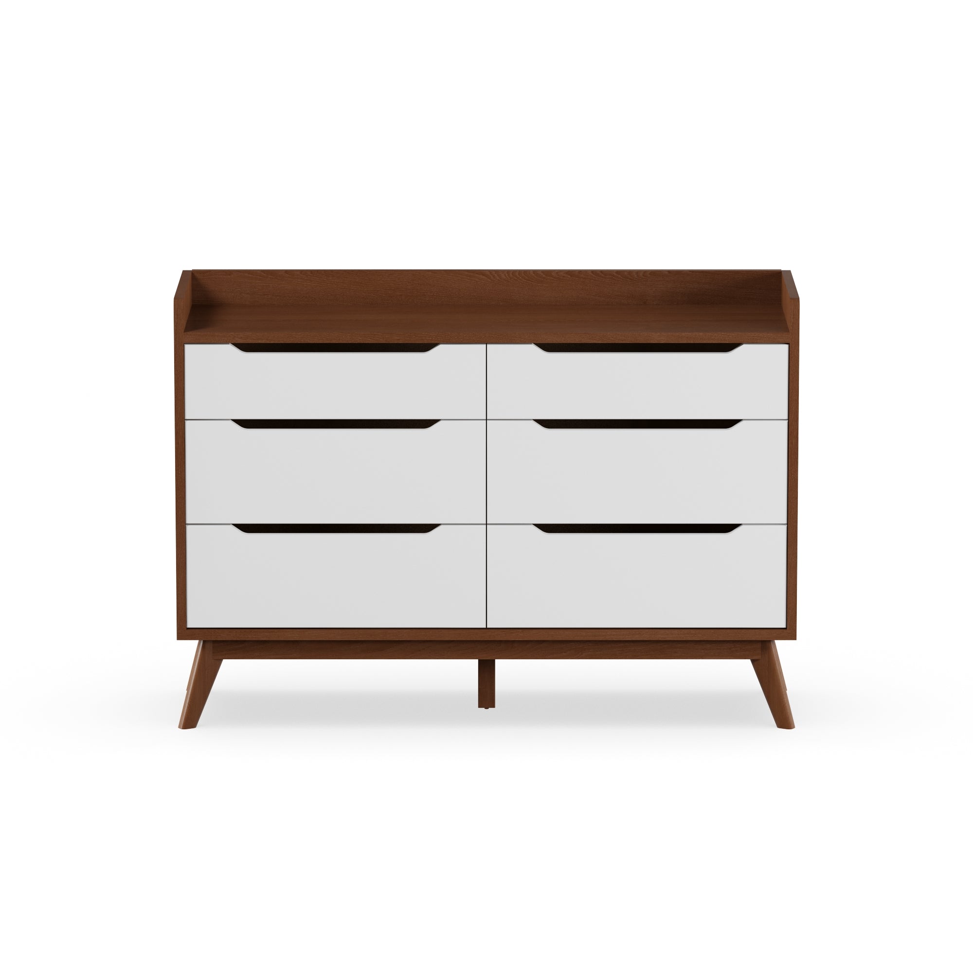 Bartel Modern White and Walnut Wood 6-Drawer Storage Dresser by Bellamy Studios