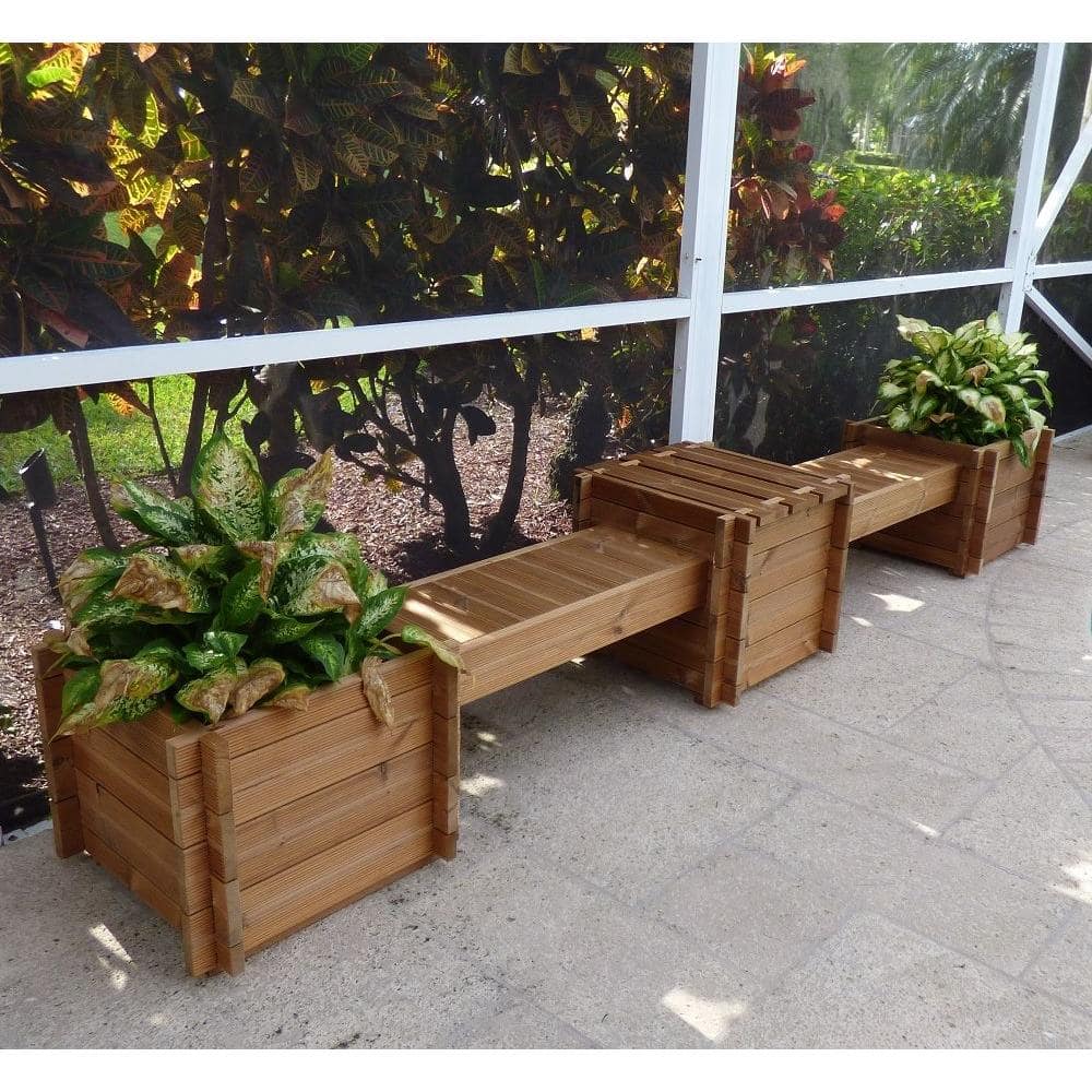 TherMod Contessa 138 in. x 20 in. Wood Bench Planter TH-CONT