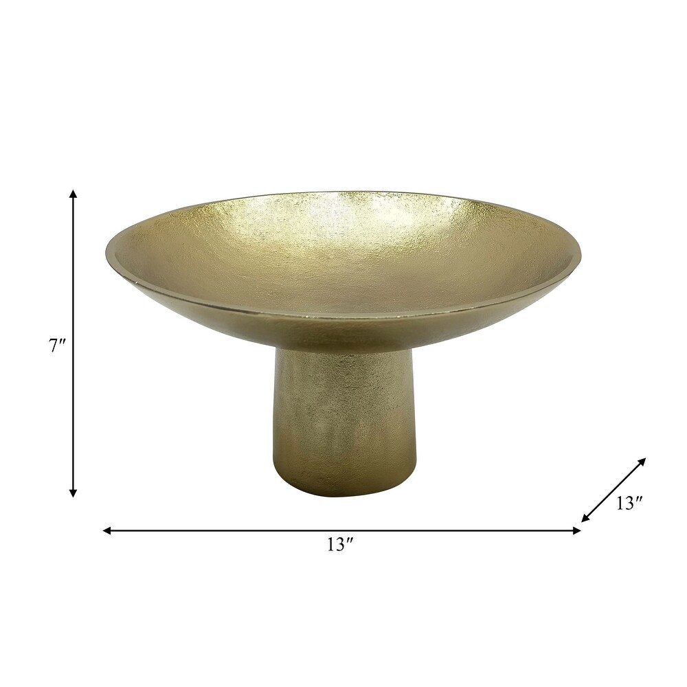 Metal Bowl with Stand Contemporary Gold Aluminum Decorative Bowl Storage for Home or Office Table Accent Entryway