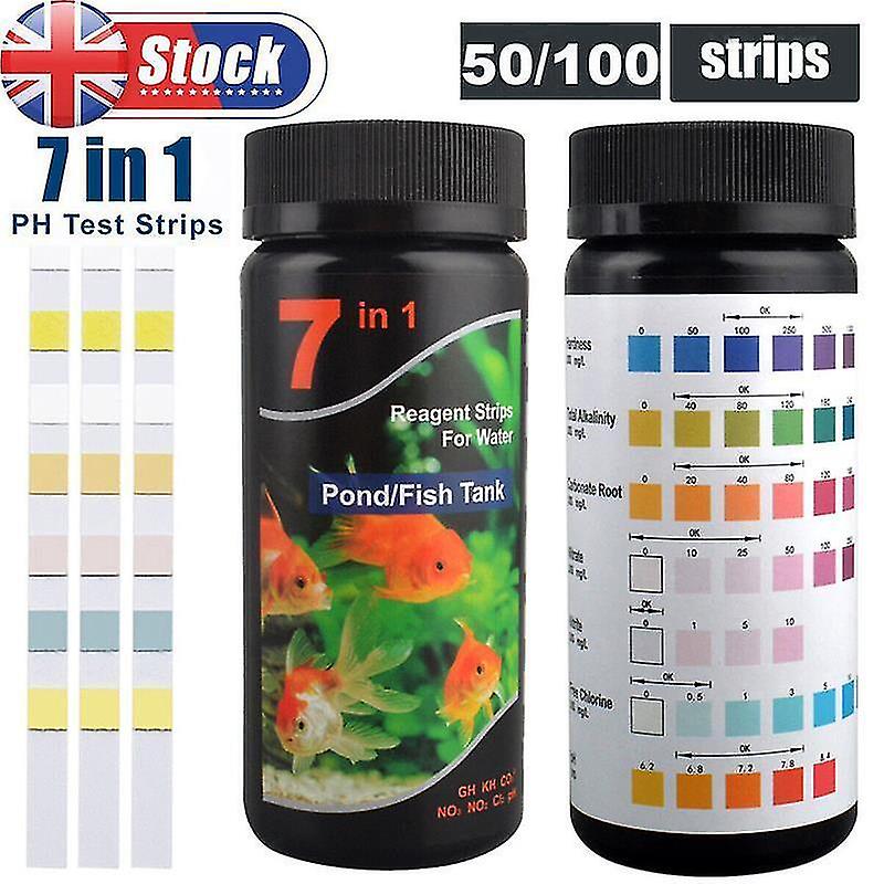 Aquarium Ph Test Kit ~ 50 Test Strips ~ Tropical Fish Tank Water Tester-7 In 1