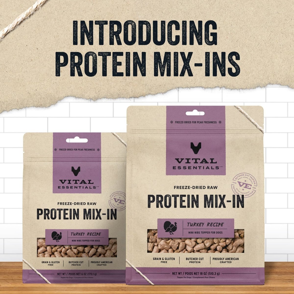 Vital Essentials Protein Mix-In Turkey Recipe Mini Nibs Grain-Free Freeze-Dried Raw Dog Food Topper