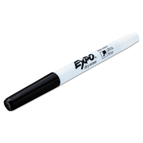 EXPO Low-Odor Dry-Erase Marker， Extra-Fine Needle Tip， Black， 4/Pack (1871774)