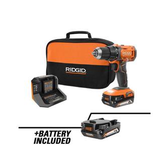 RIDGID 18V Cordless 12 in. DrillDriver Kit with 2.0 Ah Battery Charger and 18V 1.5 Ah Lithium-Ion Battery (2-Pack) R86001K-AC870015PN