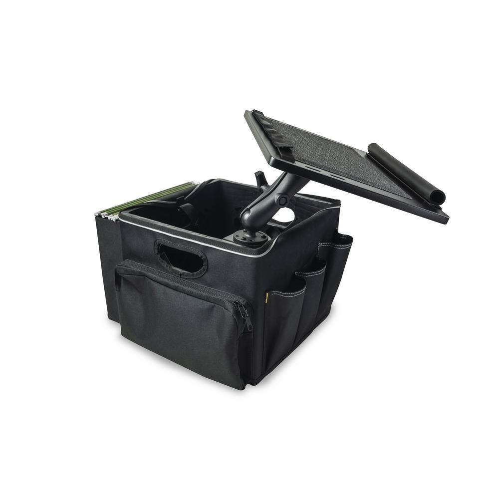 AutoExec Milk Crate Vehicle and Mobile Office Work Station with Apron and Laptop Tray AECRATE-16