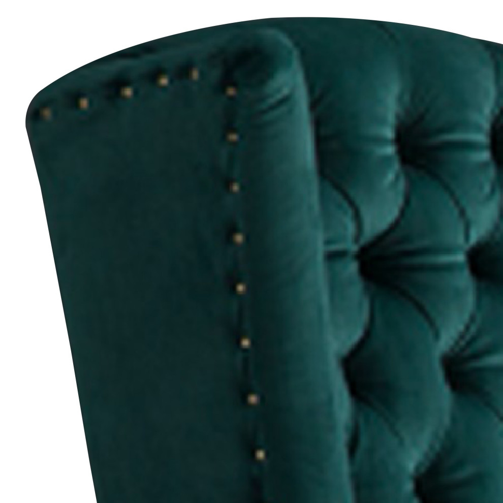 Button Tufted Fabric Accent Chair With High Wingback And Rolled Arms  Green   Eclectic   Armchairs And Accent Chairs   by VirVentures  Houzz