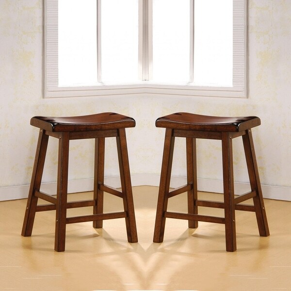 Saddle Design Chestnut Stools (Set of 2)