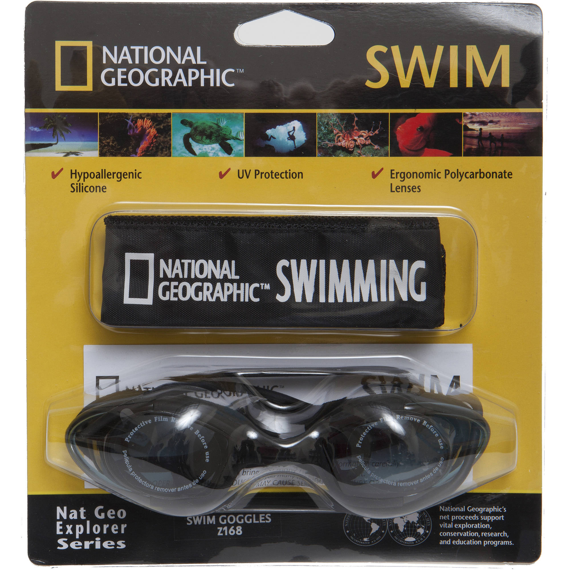 National Geographic™ Snorkeler Z168 Swim Goggles, Silicone Skirt W/ Polycarbonate Lenses