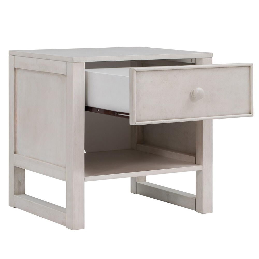 Wooden Nightstand with a Drawer and an Open Storage  End Table for Bedroom