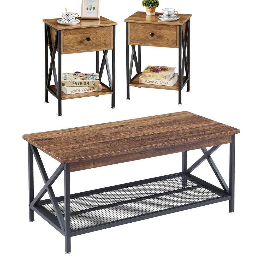 Taomika Contemporary Coffee Table and Modern End Table Set(2PCS/3PCS)