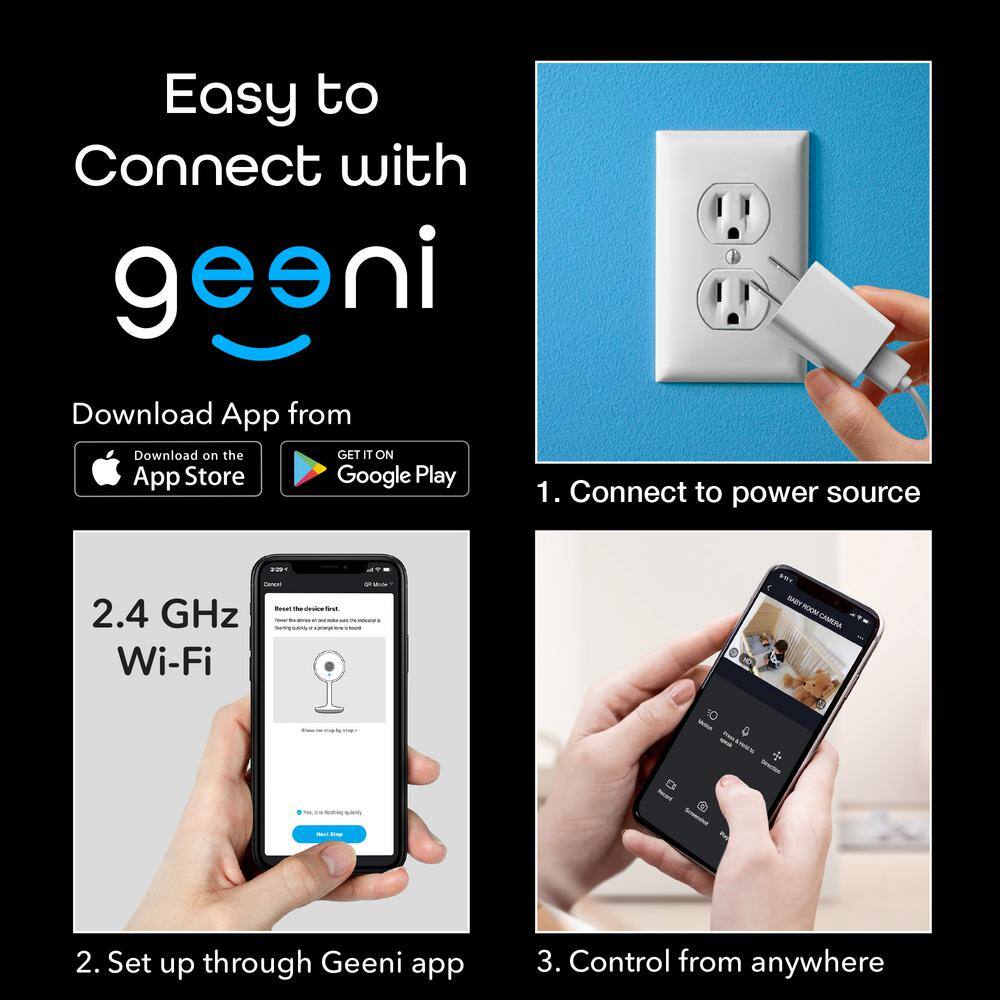 Geeni Glimpse 1080p HD Wireless Smart Camera - Indoor Home Security Camera - No Hub Required - Voice Control GN-CW036-199