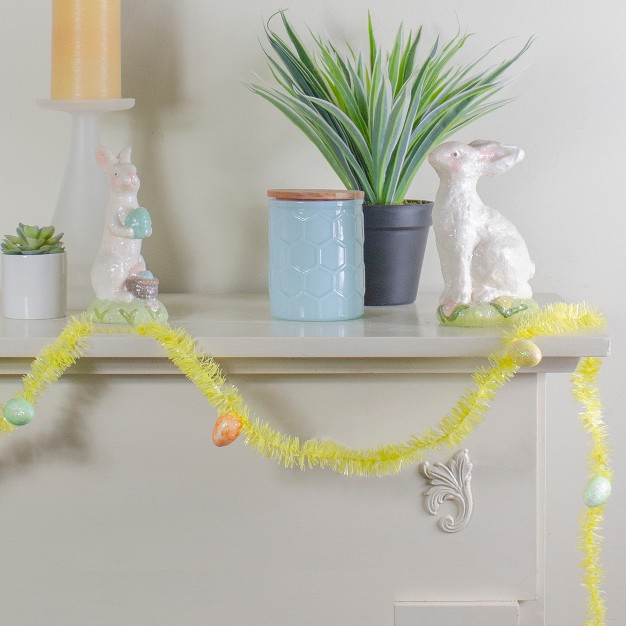 Unlit Yellow Glittered Easter Egg Spring Tinsel Garland