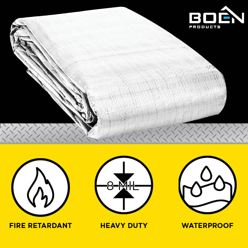 Boen FR Tarps White 10x10 Weave 20' x 21'