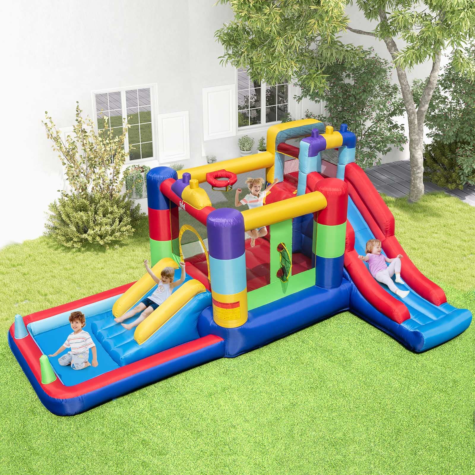 BOUNTECH Inflatable Bounce House, Dual Slides Bouncy House for Kids 5-12 Backyard Party Fun w/Blower