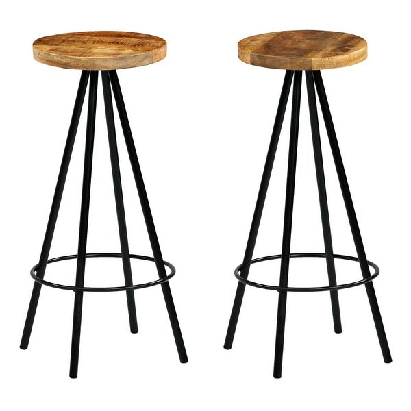 vidaXL Bar Stools 2 pcs Solid Mango Wood - 11.8