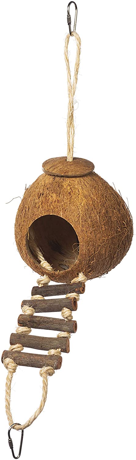 Prevue Hendryx 62801 Naturals Coco Hideaway with Ladder Bird Toy，1 Count (Pack of 1)