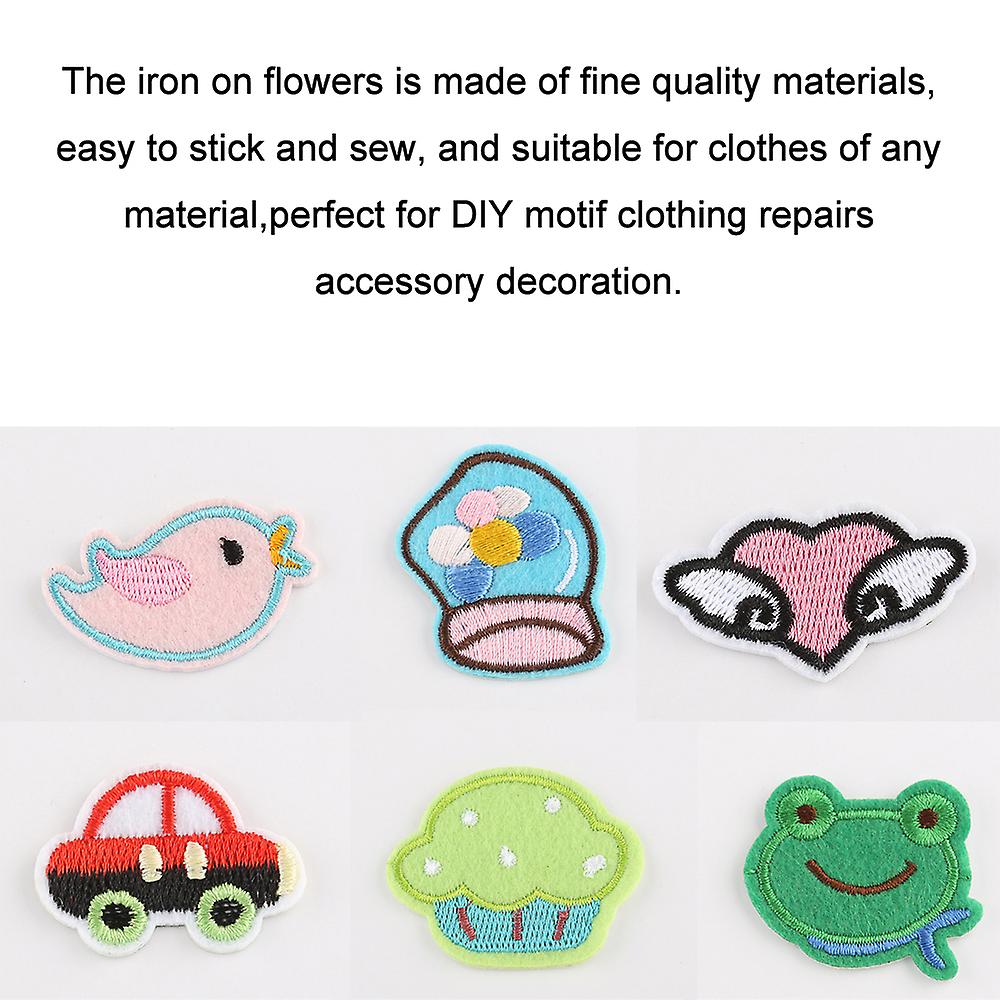 39pcs Iron On Stickers Sew On Stickers Mixed Embroidery Cloth Stickers Decorative Accessories Embroider Badge Multicolor