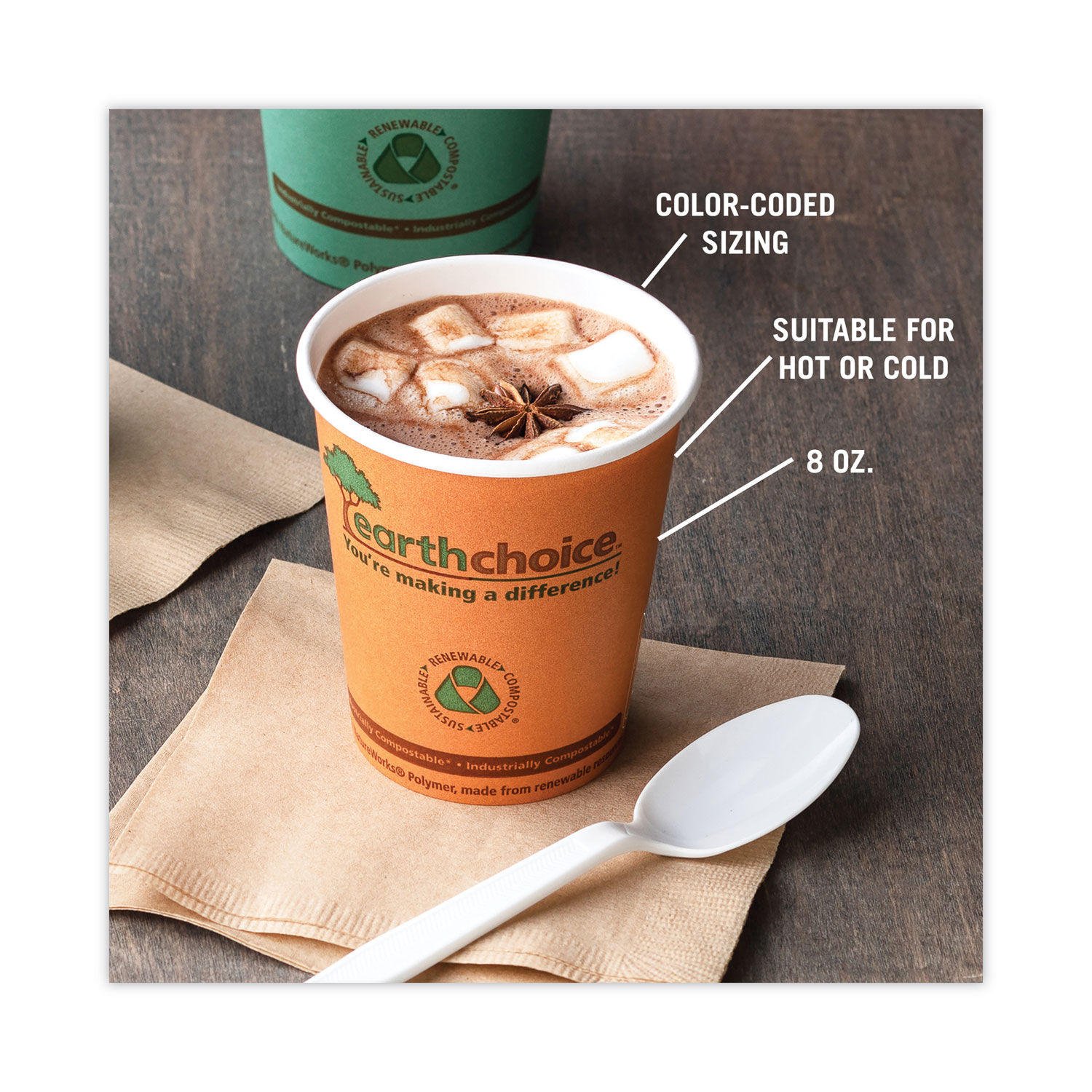 EarthChoice Compostable Paper Cup by Pactiv PCTDPHC8EC